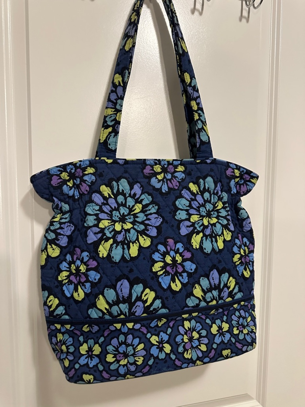 Vera Bradley Quilted Floral Tote in Navy, Blue & Yellow - Picture 2 of 4